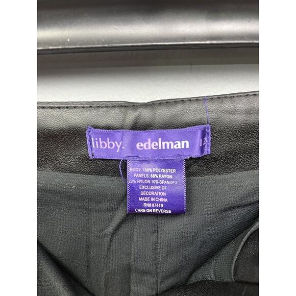 Libby Edelman Faux‎ Leather Pants Womens size 12 Black Leggings Zipper ankles - Picture 4 of 7